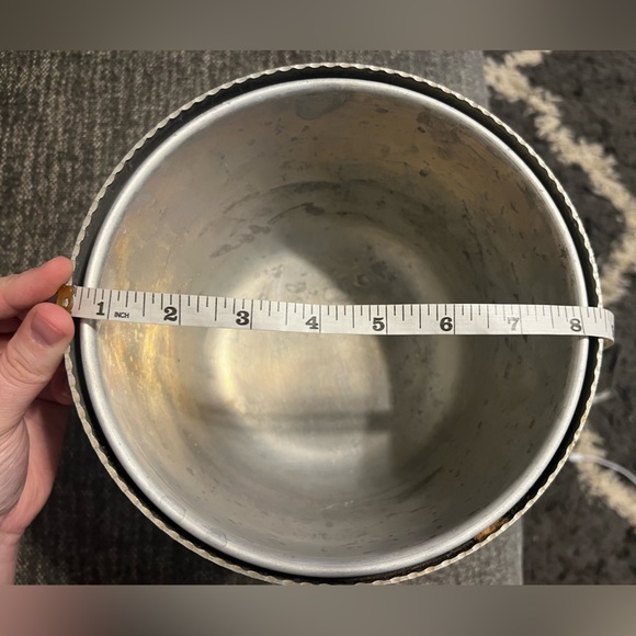 Vintage Hammered Aluminum Art Nouveau Ice Bucket Rose Bud Floral Trim Handles - Picture 8 of 11